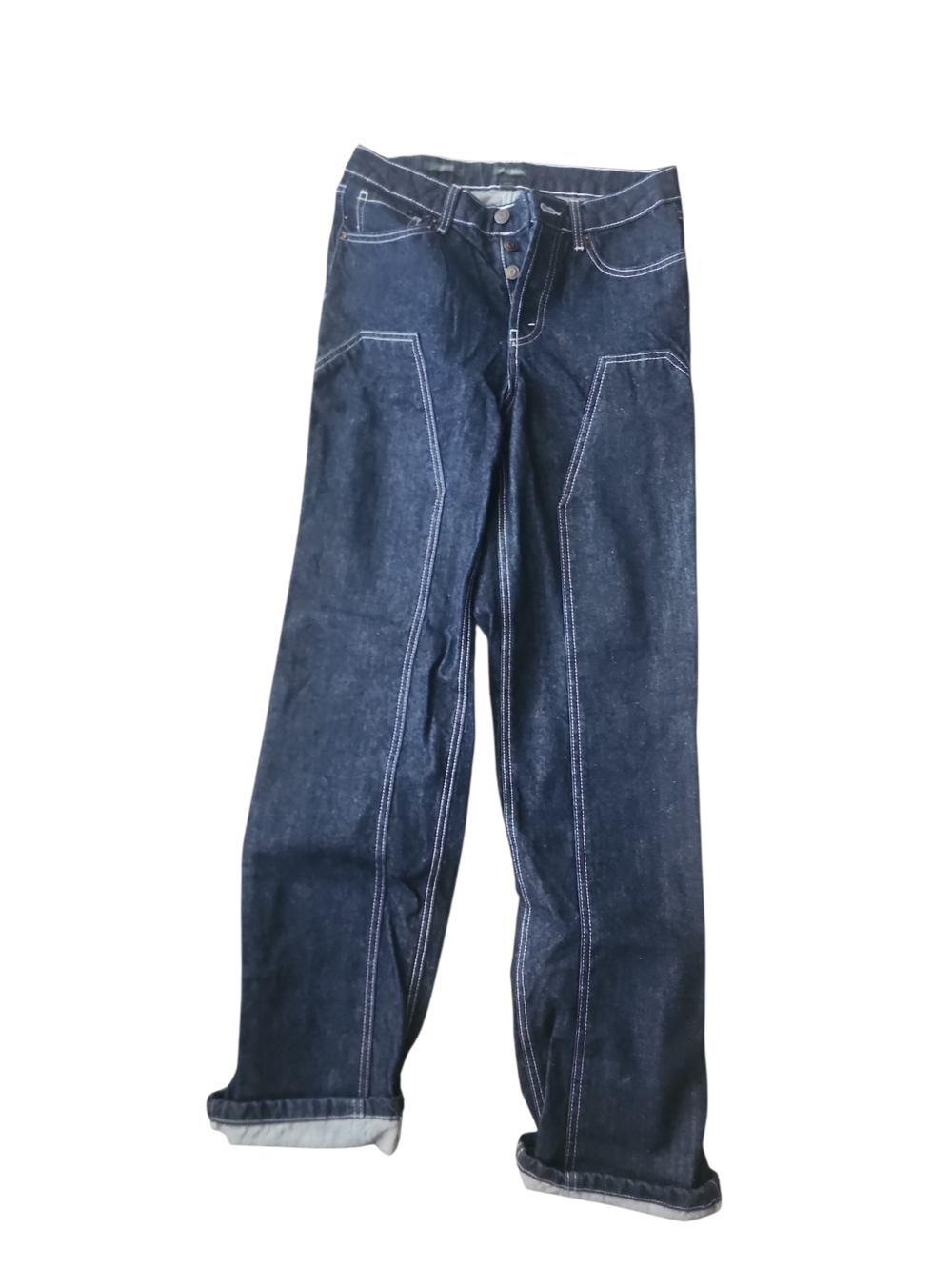wild fable Dark Blue Straight-Leg Carpenter Cargo Jeans with Contrast  Stitching